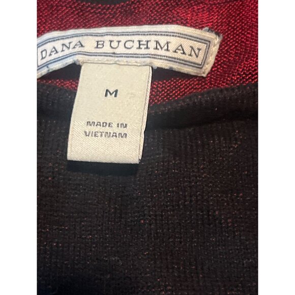 Dana Buchman Womens M Black & Red Striped Top - Picture 4 of 6
